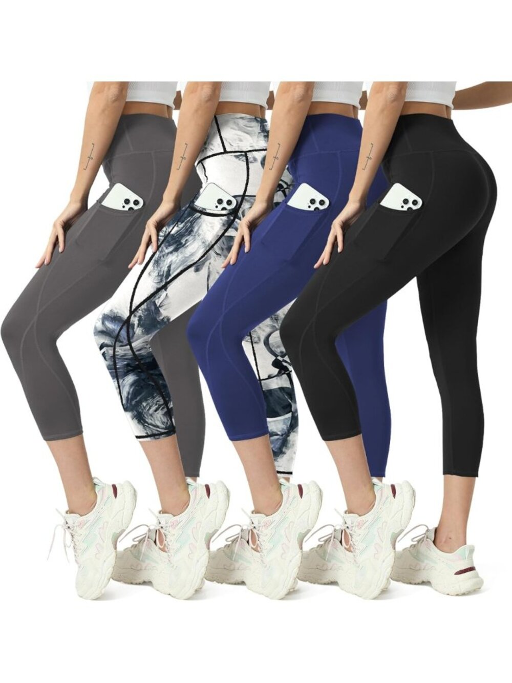 High-Waisted Capri Leggings with Pockets for Women - Yoga & Gym Essentials